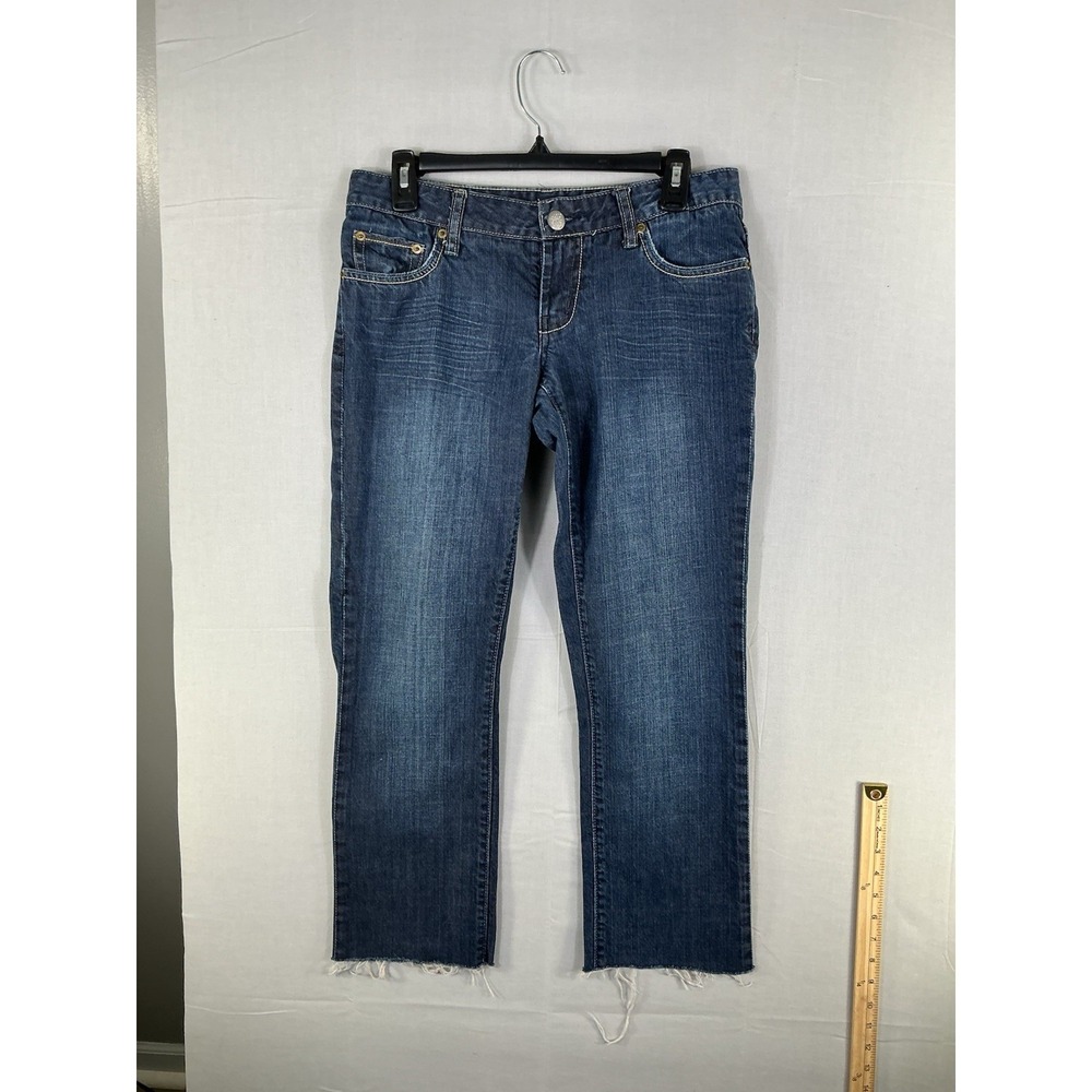 American Eagle Women's Straight Leg Jeans Size 8 Medium Wash Raw Hem